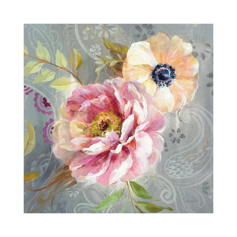 Peonies and Paisley III 1 Piece Wrapped Canvas Painting, 66.04 cm H x 66.04 cm W