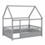 Lit de plancher en bois avec cadre de toit de maison, garde-corps de clôture-10122638-10122639