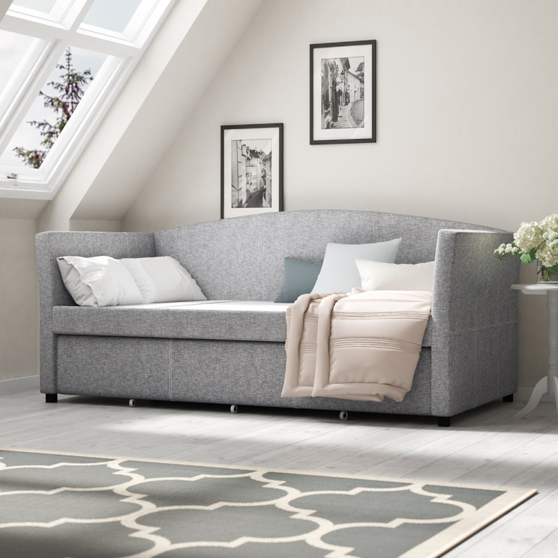 Doab Upholstered Daybed with Trundle, Smoke Grey