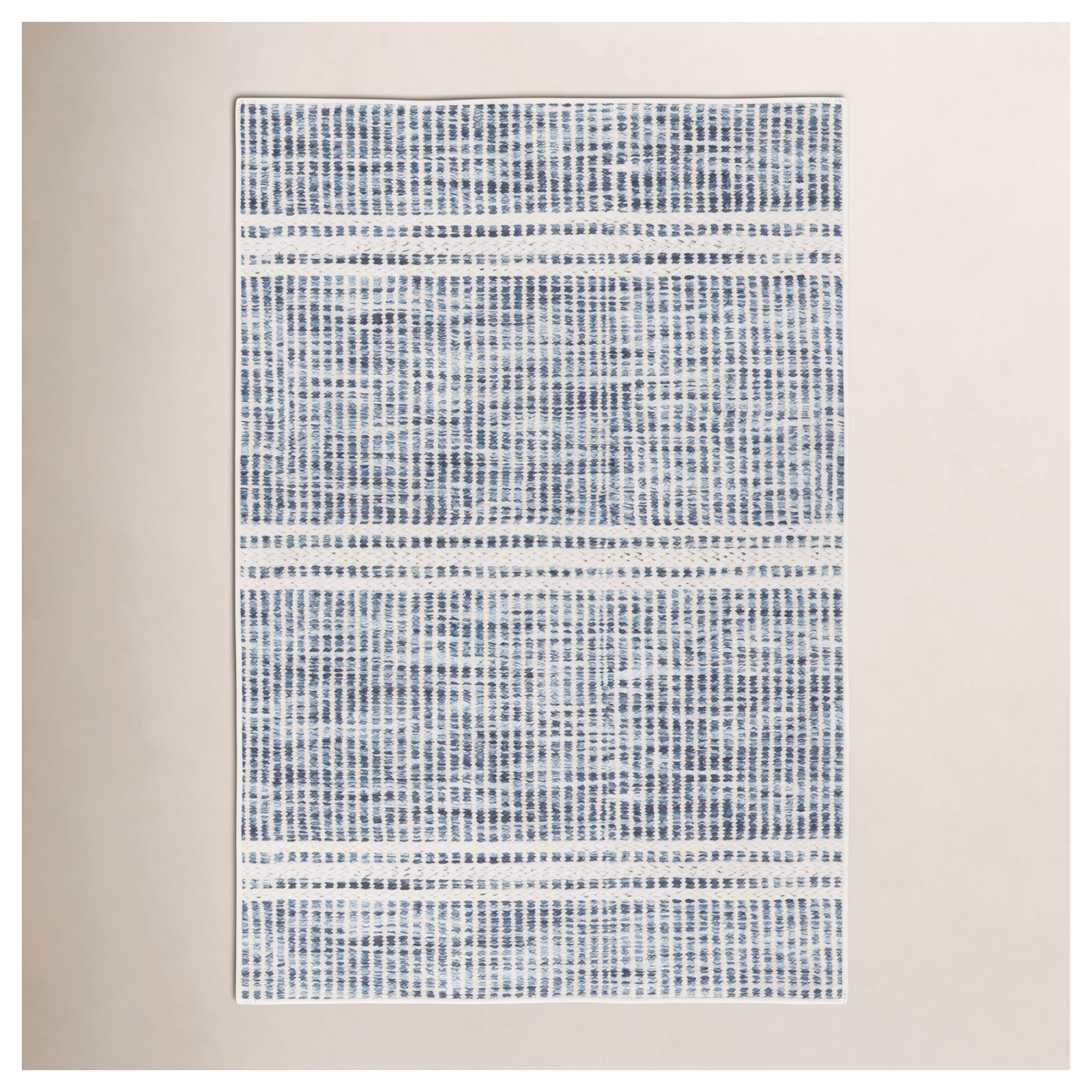 Malta Blue Machine Washable Rug, Rectangle 4' x 6'