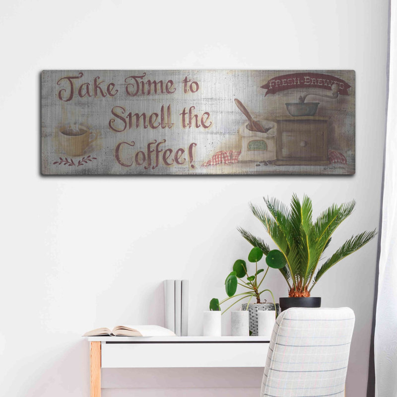 «Smell The Coffee» par Pam Britton, H 16 po x l 48 po