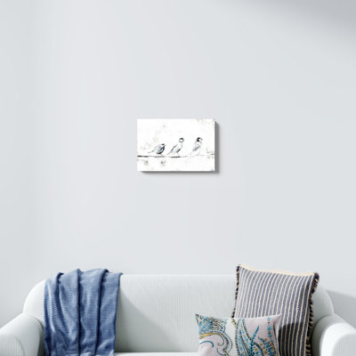 " Black And White Birds On A Branch " Painting Print