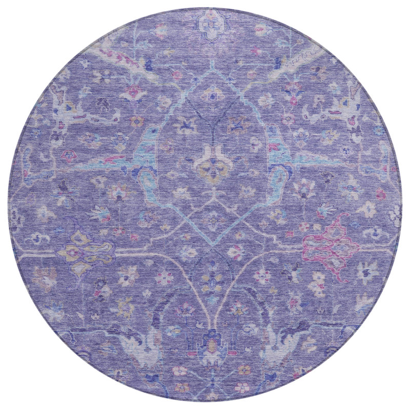 Machine Washable Indoor/Outdoor Kaczor ACN2232 Global Rug, Round 8'