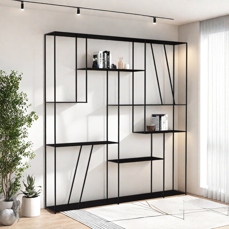 Bibliothèque simple et accrocheuse, Noir, (7 tablettes) H 70,8 po x l 62,9 po x P 9,8 po