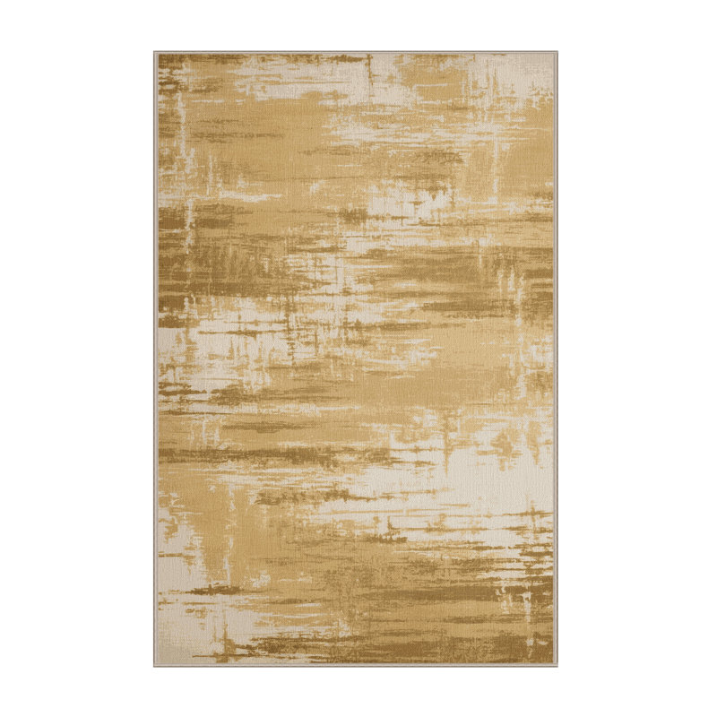 Machine Washable Abstract Brown Area Rug, Rectangle 6' x 9'