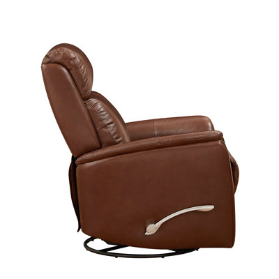 33" Wide Genuine Leather 360° Swivel Rocker Manual Recliner With Wingback and Flared Arms Design (Set of 2)