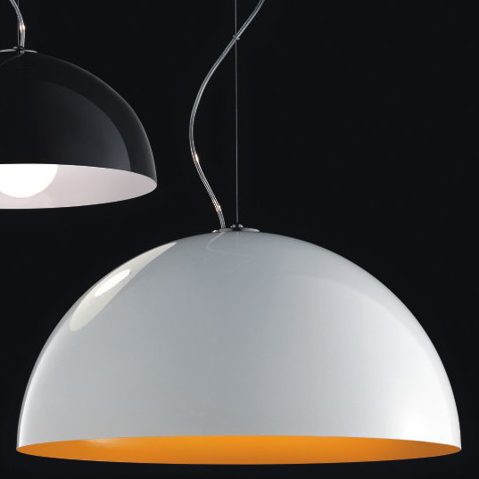 Anke 1-Light Single Dome Pendant, 13.5" Diameter/60W Incandescent, White/Orange