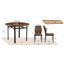 Modern Brown Wood Grain Dining Table Set With Storage, 42 Inch For Kitchen And Dining