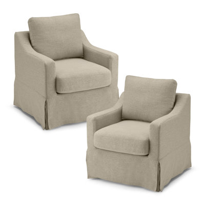 Polyester Swivel Slipcovered Accent Chair