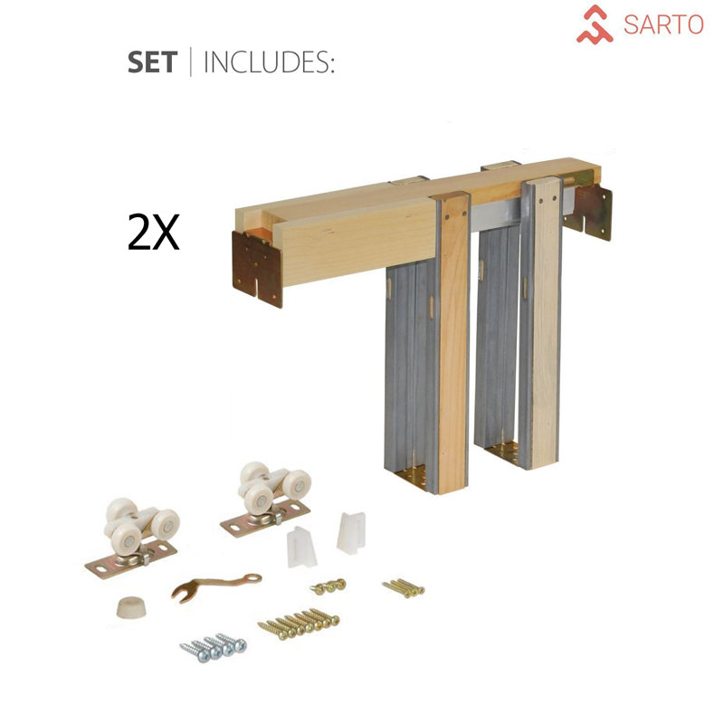 Quadro 4088 White Silk 48" x 84" Pocket Doors with Frosted Glass
