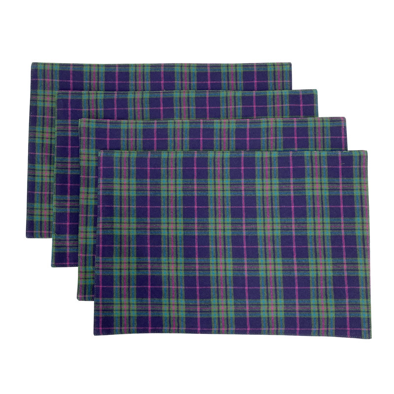 Napperons réversibles écossais vert rustique tartan, ensemble de 4, Vert