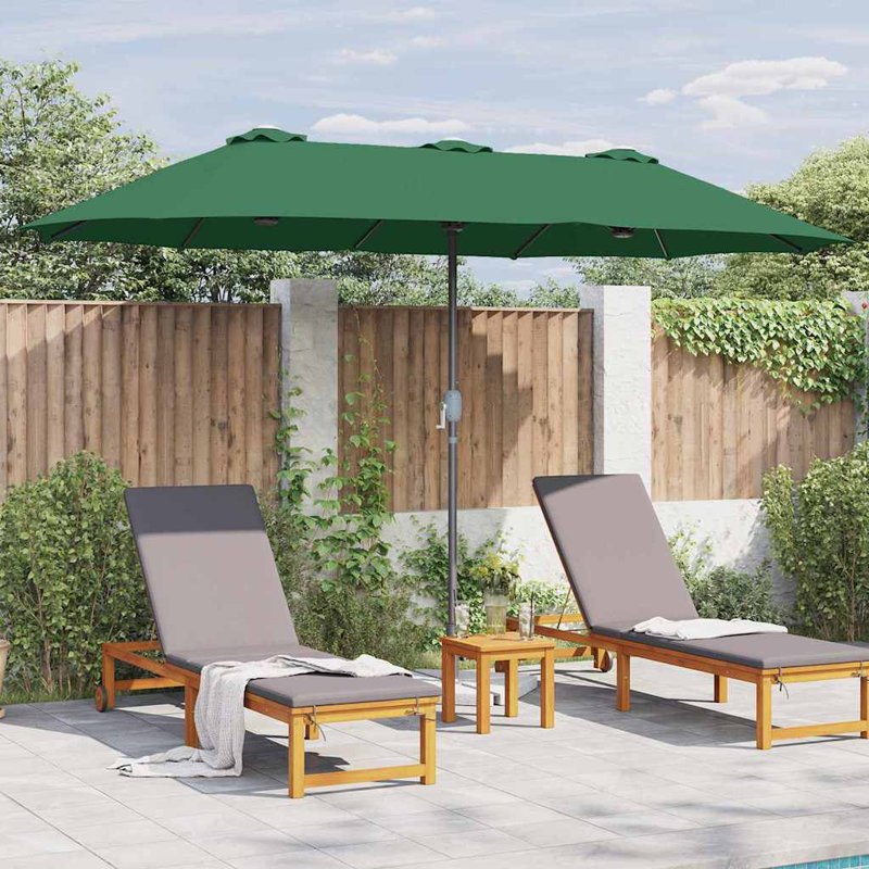 Garden Parasol Polyester and Aluminium Outdoor Shade UV Sun Protection, Green