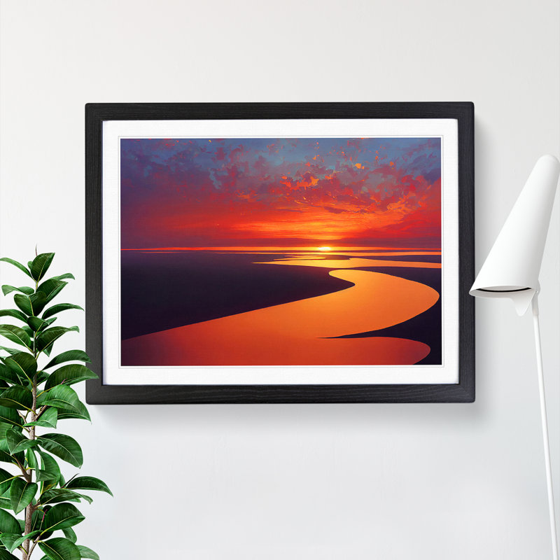 Soulful Ocean Sunset - Framed Print, Black, 25cm H x 34cm W x 2cm D