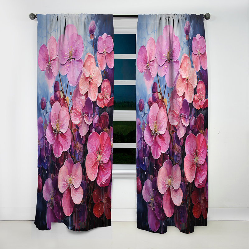 Blasius - Rideau Violets - Rideau occultant à motif floral - 1 panneau, L 52 po x L 90 po