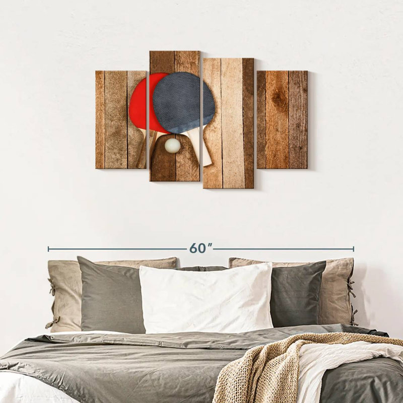 «Wooden Ping Pong Wall Art», reproduction d'art sur toile, H 43 po x l 27 po x P 1,25 po