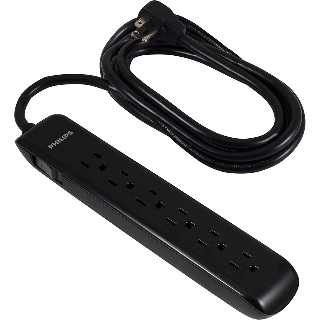 Philips 10-ft 6-Outlet Surge Protector, 1080J, Black, SPP6110BC/37 Philips
