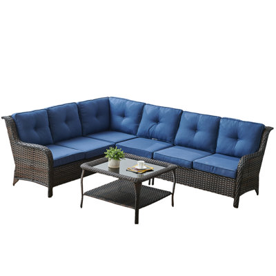 Polyethylene (PE) Wicker 6 - Person Seating Group with Cushions by Red Barrel Studio