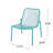 Stackable Metal Chairs For Outdoor, Narrow , 26" W X 21.91" D H, Teal Color Modern Chair , Build, 26"x21.91"x26