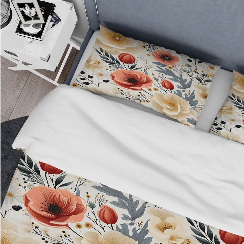 Contemporary Floral Fusion Medley Collage - Ensemble de housse de couette à motif floral