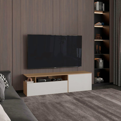 Tv Stand 60" Tv Capacity,2 Doors, 4 Shelves
