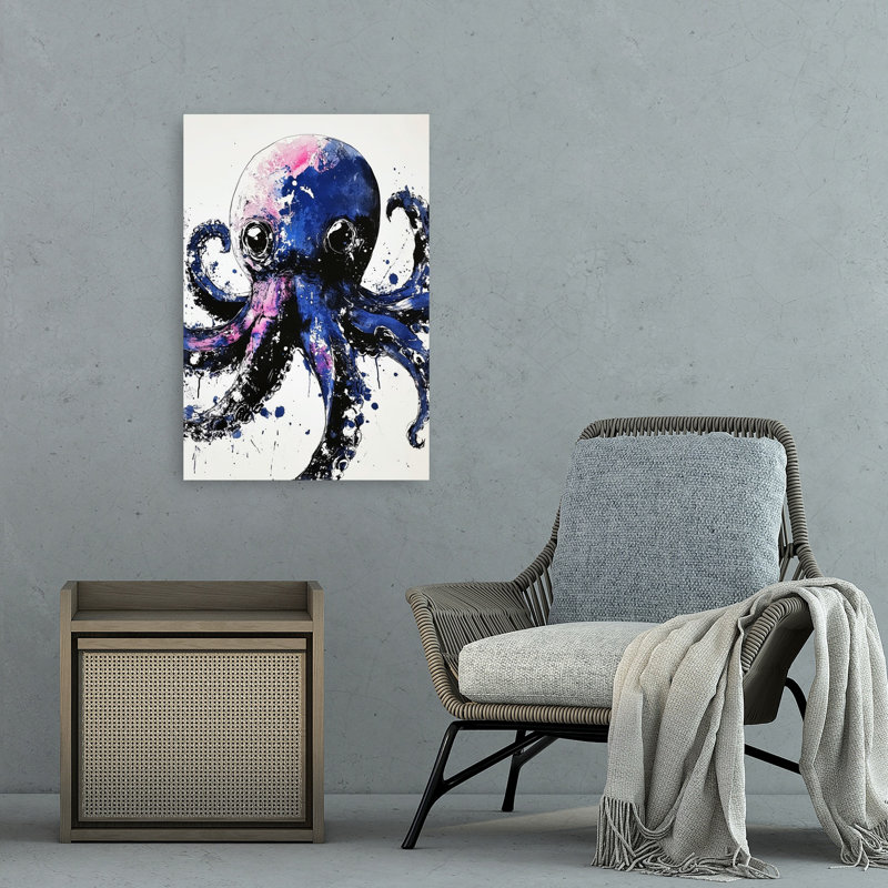 «Vibrant Ink Octopus», art moderne abstrait, H 36 po x l 24 po