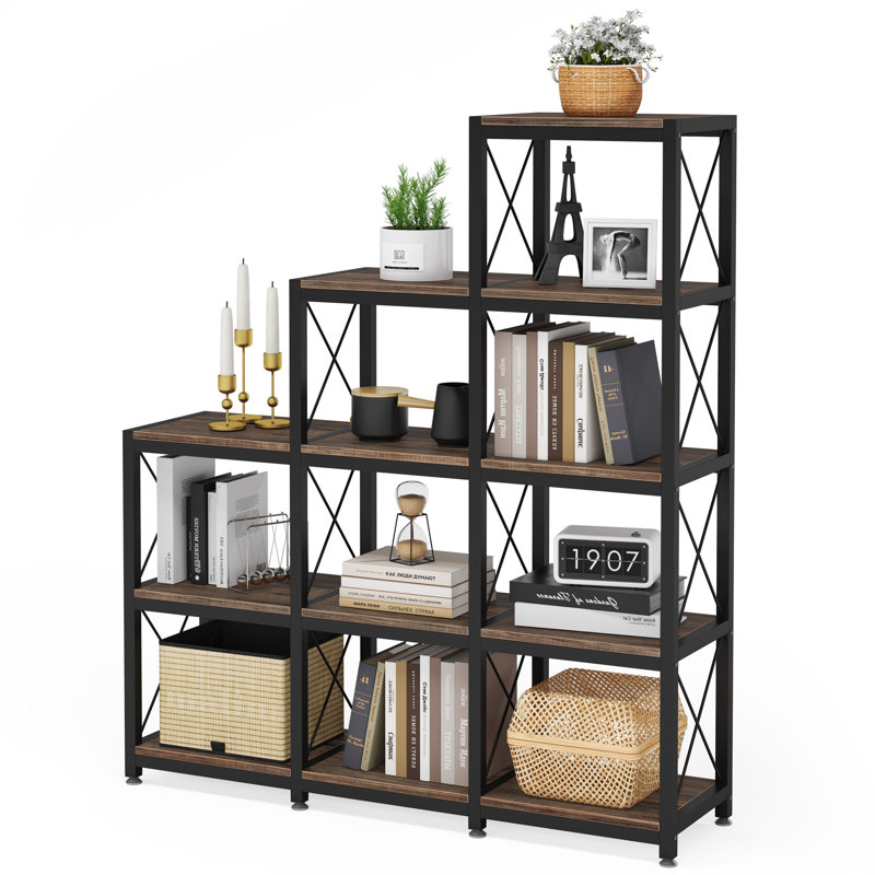 Haariys Unfinished Step Bookcase, Brown/Black
