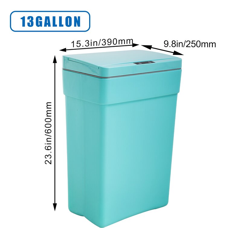 Plastic 13 Gallon Touch Top Trash Can BestOffice Color: Blue