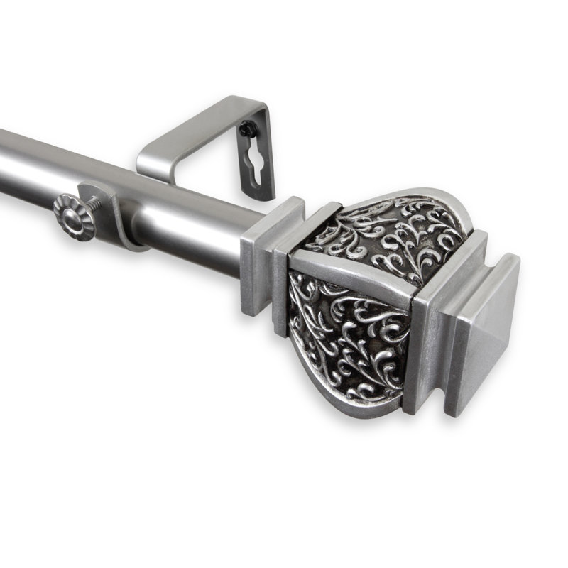 Tringle à rideaux simple Mcfee, l 160 po à 240 po, Nickel satiné