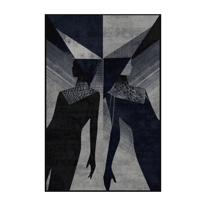Tapis gris doux et moelleux à motif géométrique moderne à motif géométrique Jamarcus, 7 x 9