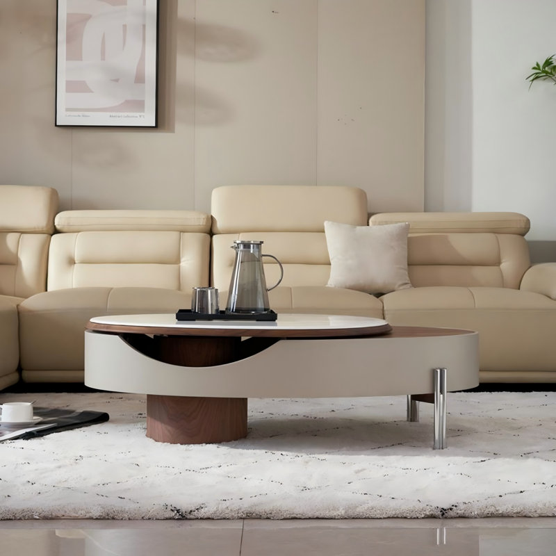 Table basse ovale avec rangement à hauteur réglable 51,18 po