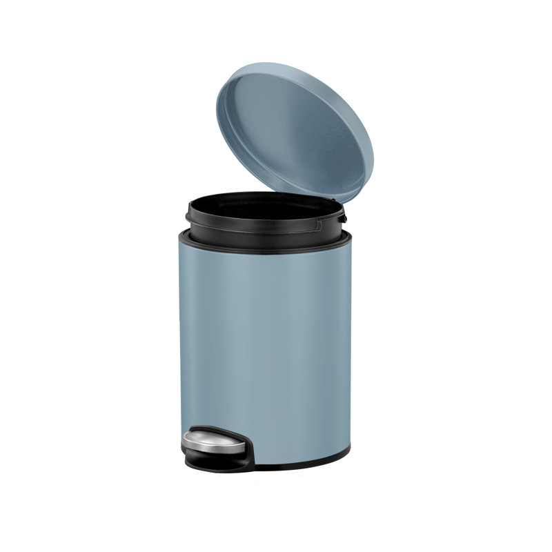 Eva Steel Step On Kitchen Trash Can, 5 L, Titanium Blue