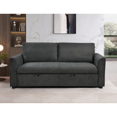 Canapé-lit convertible 3 en 1 Modern Sofa78, canapé-lit futon en tissu avec lit escamotable, petit canapé-causeuse avec dossier inclinable, meubles,