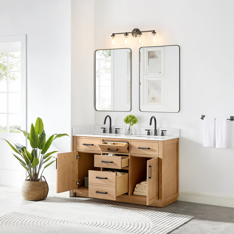 Meuble-lavabo double 54 po avec miroir Dejean, Brun