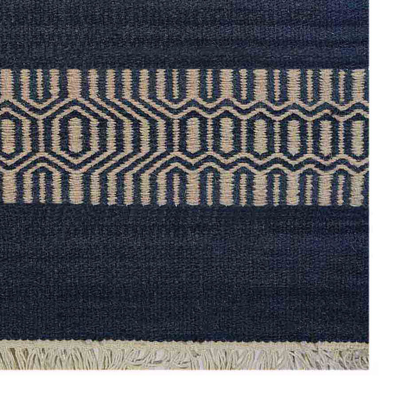 Sacramento Hand Woven Flat Weave Kilim Wool Eco-Friendly Area Rugs  -  Runner, Aqua Cream Color, Contemporary Modern Design, Low Pile  Handmade Area Rugs for Living Room, Bed Room 