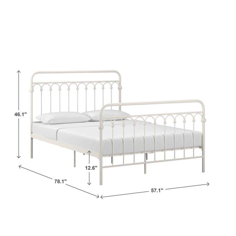 Eyres Metal Slat Bed, Full, Off White