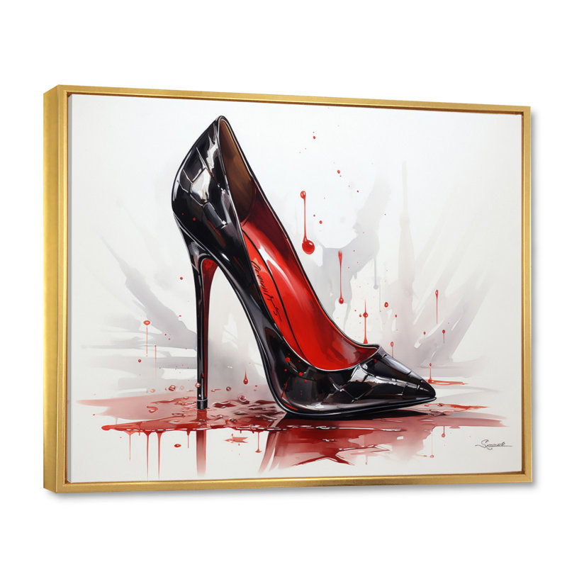 Red High Heels Sophistication I - Imprimé, H 12 po x l 20 po x P 1 po, Cadre flottant doré