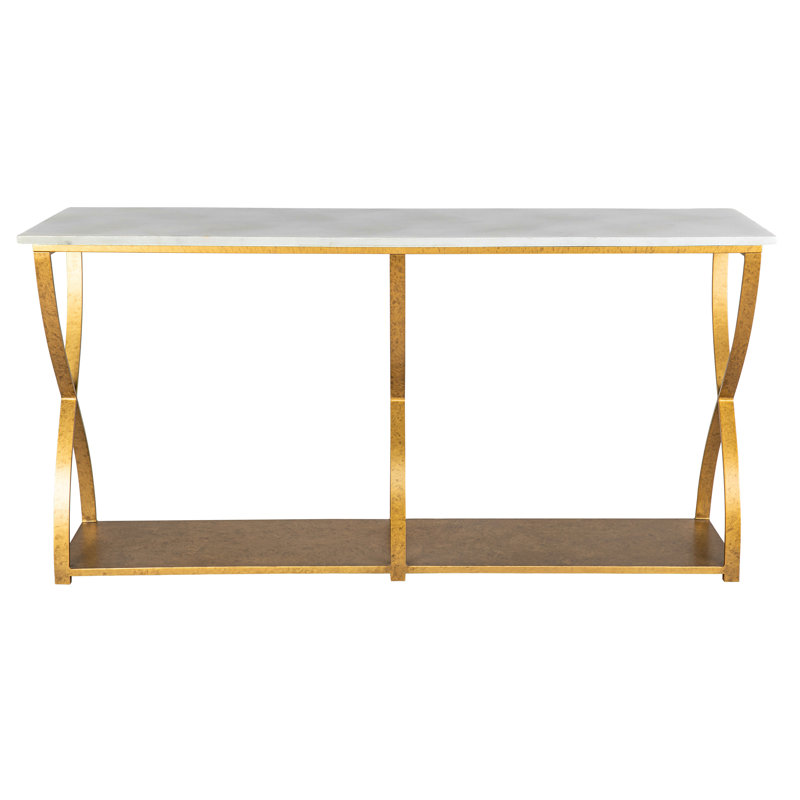 Console Mary Belle, Marbre de Carrare, Or royal
