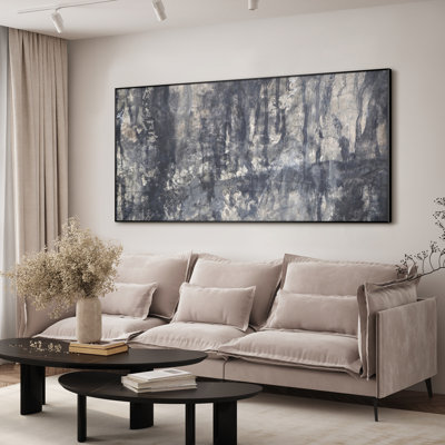 Très grand art mural imprimé sur toile - Art abstrait monochromatique, en niveaux de gris moderne pour décorer une œuvre pour le salon ou la chambre à coucher - «Assemblage requis du cadre (cadre non fini)»