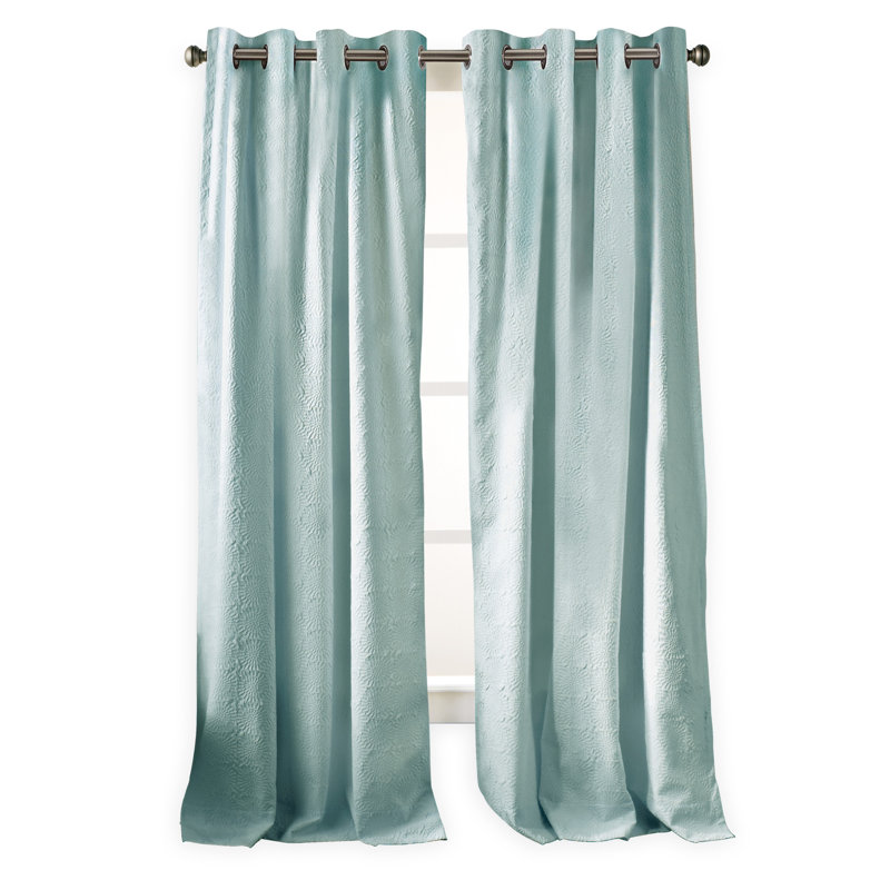 Panneaux de rideaux à oeillets de couleur unie Chrysanthemum, l 50" x L 84", Aqua