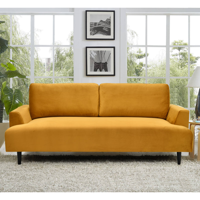 Akeam 3 Seater Velvet Sofa, Mustard