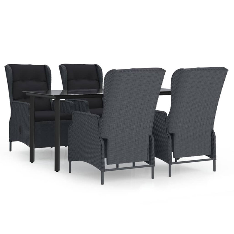 Finan Rectangular 4 - Person 63" Long Dining Set with Cushions, Dark Gray