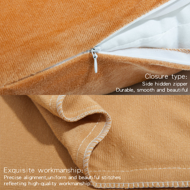 Velvet Reversible Pillow Cover, Camel