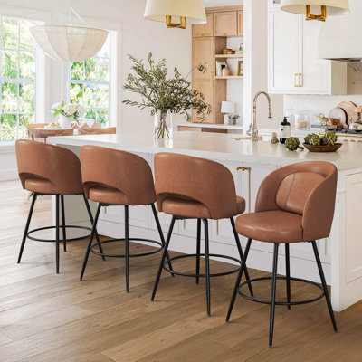 26" H Swivel Metal Bar Stool with Back Pillow