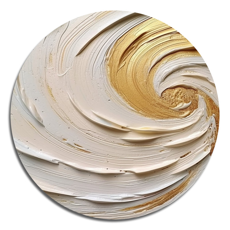 Tourbillon éternel doré IV - Art abstrait rond en métal, H 16 po x l 16 po