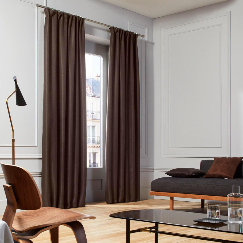 Coconut Room Darkening Single Curtain Panel, Black, 350 W x 280 D cm