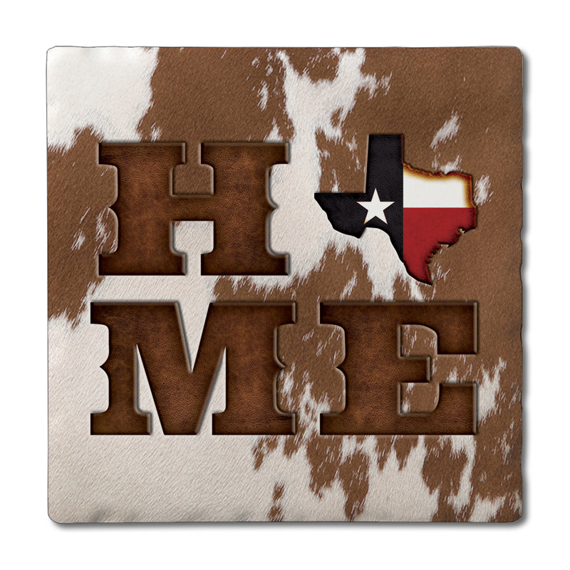 Ensemble de sous-verres August Grove® Texas Cowhide Home