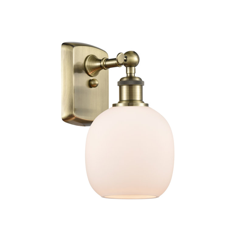 Whelan 1 - Light Dimmable Armed Sconce, Matte White, No Bulb Included, Antique Brass