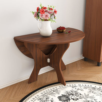 Table de salle à manger pliante 43 po pour petits espaces, table en panneau de fibres à densité moyenne avec placage de chêne sauvage