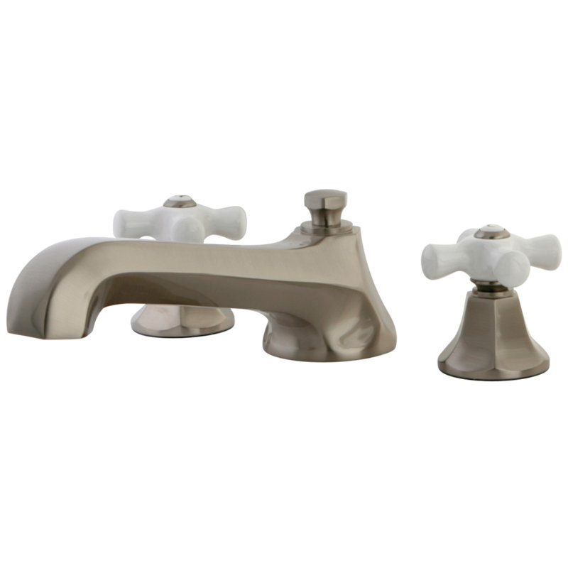 Kingston Brass Metropolitan Two-Handle 3-Hole Deck Mount Roman Tub Faucet, Brushed Nickel