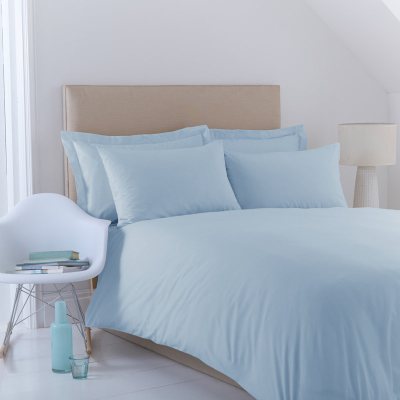 Percale Flat Sheet, Double (4'6), Duck Egg
